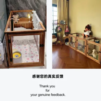 Solid Wood Transparent Pet Playpen from a delivered production order