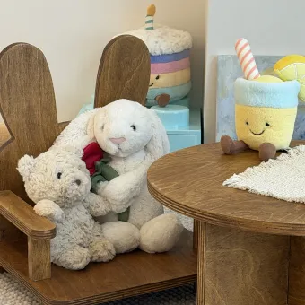 Vintage Round Pet Side Table and Mini Chair Set from a delivered production order