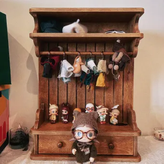 Vintage Wooden Pet Wardrobe Shelf with Drawers from a delivered production order