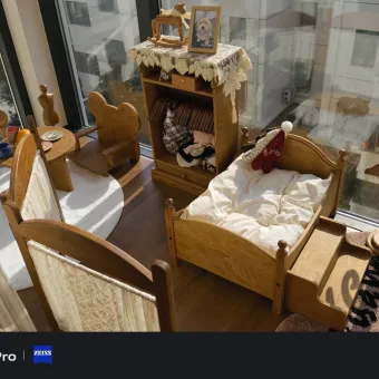 Original Retro Wooden Pet Bed with Stairs from a delivered production order