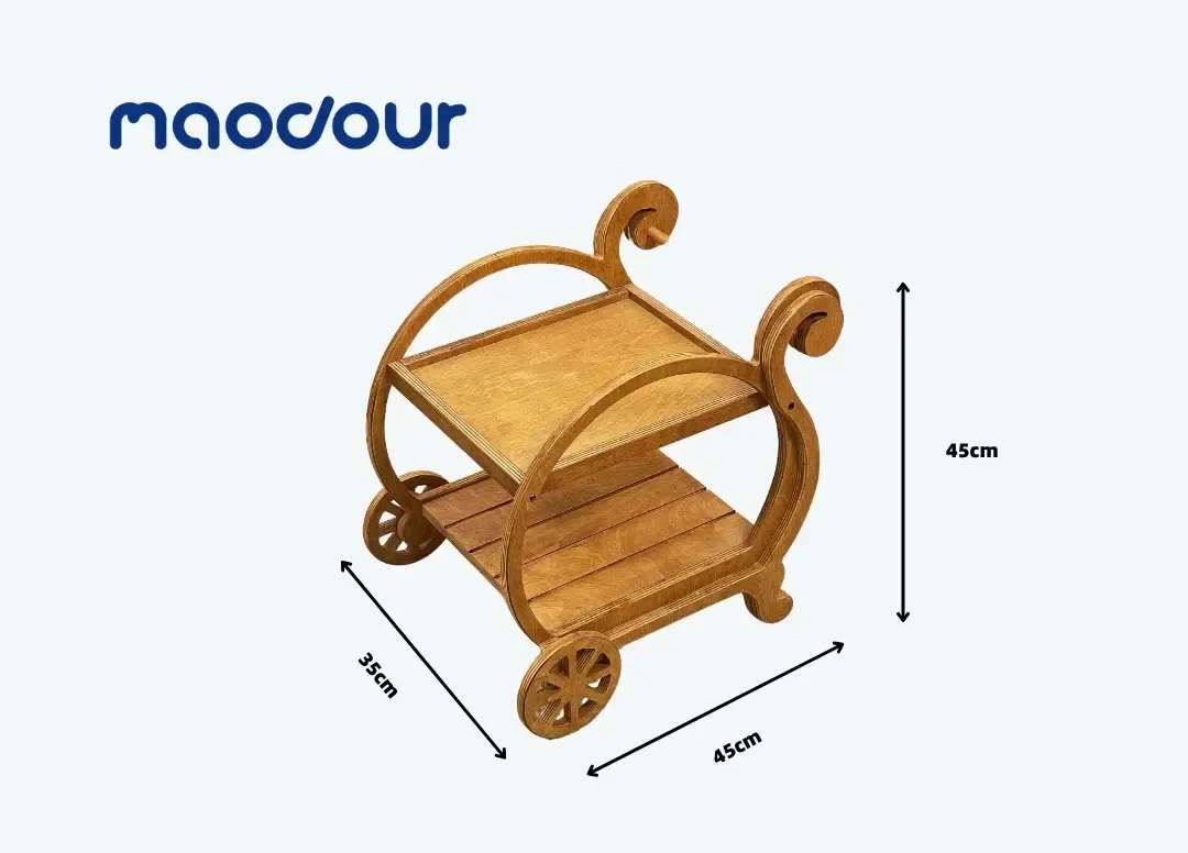 French vintage wooden pet serving cart