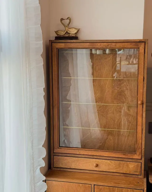 wooden pet wardrobe manufacturer - Slim Vintage Pet Display Wardrobe with Drawer, view 6