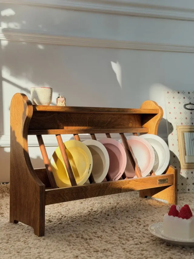 wooden pet storage manufacturer - Danish Pet Bowl Storage Rack, view 8