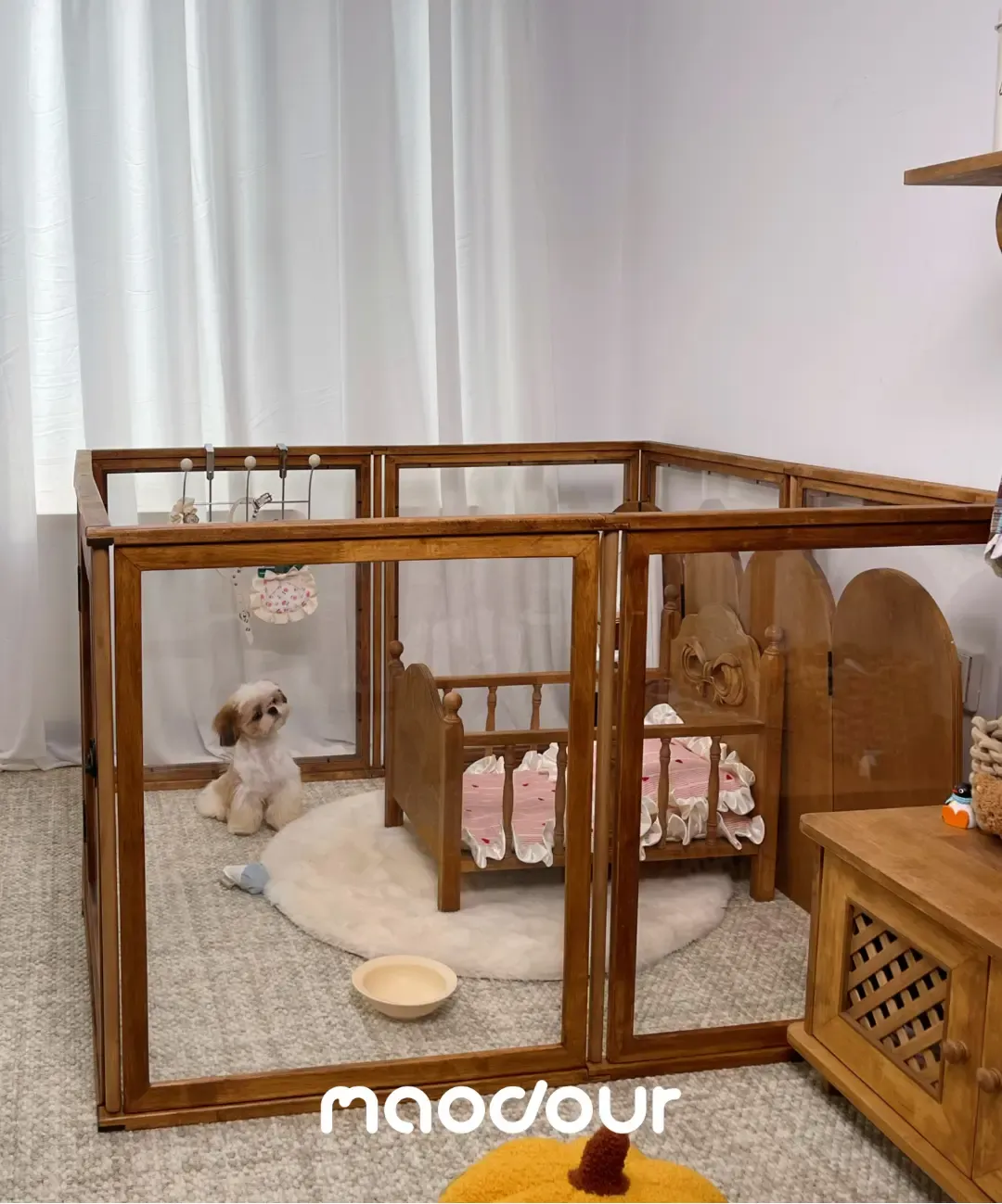 Solid wood transparent pet playpen detail 6