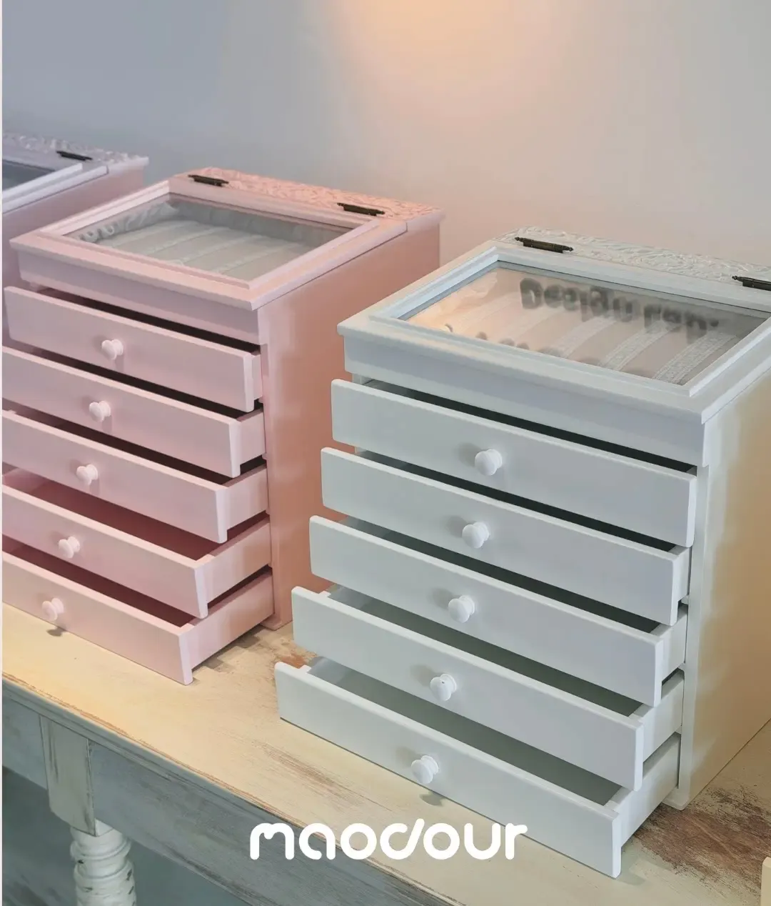 Glass display top filled with dog hair clips