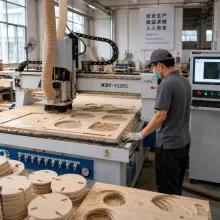 CNC router cutting pine side panels