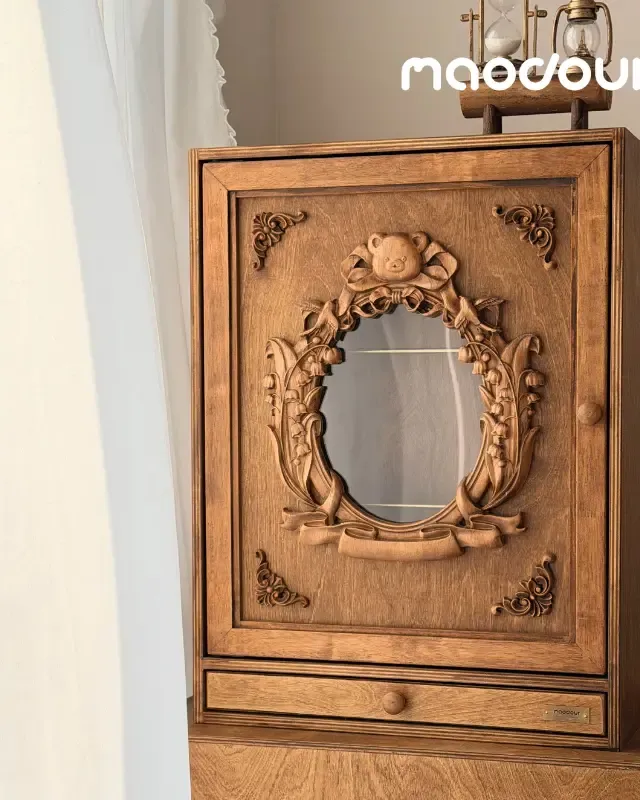 wooden pet wardrobe manufacturer - Vintage Bear Pet Wardrobe with Drawer, view 1
