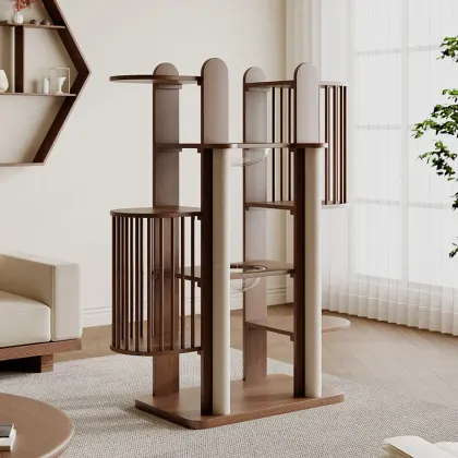 Twin Hideaway Wooden Cat Tree — wooden pet furniture for OEM production