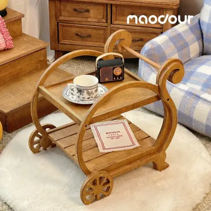 French Vintage Wooden Pet Serving Cart — wooden pet furniture for OEM production