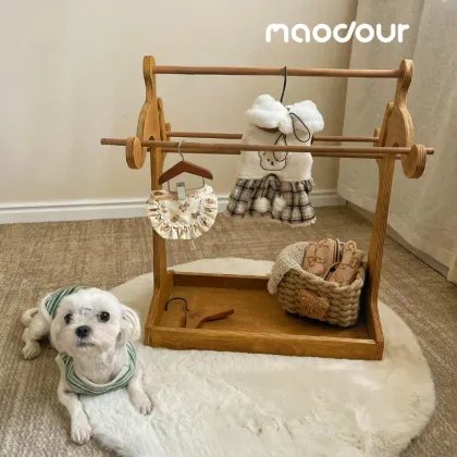 Danish Vintage Pet Clothes Hanger Rack — wooden pet furniture for OEM production