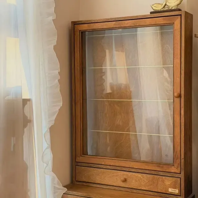 wooden pet wardrobe manufacturer - Slim Vintage Pet Display Wardrobe with Drawer, view 1