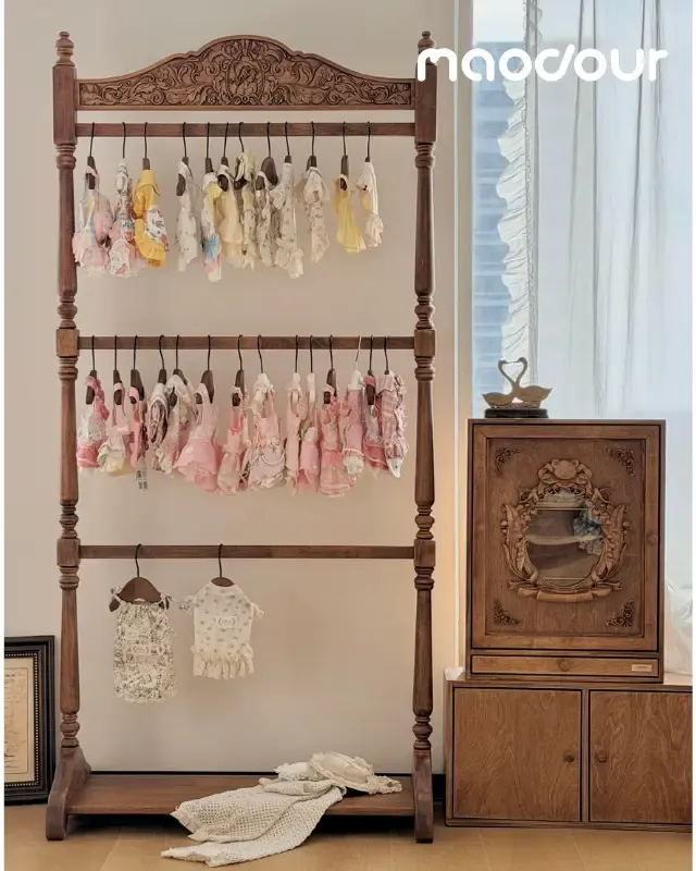 wooden pet wardrobe manufacturer - Vintage Carved Pet Clothes Hanger, view 1