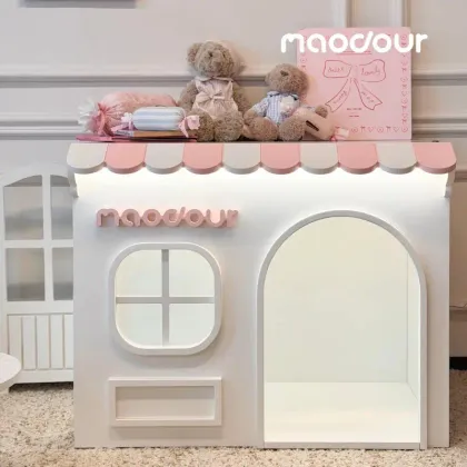 Pastel Mini Pet Villa & Photo Backdrop — wooden pet furniture for OEM production