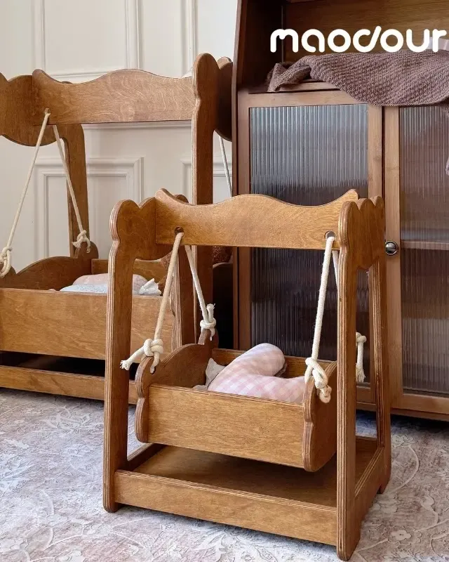 wooden pet furniture manufacturer - Bear Wooden Pet Swing Bed, view 1