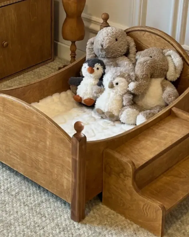 wooden pet stairs manufacturer - Original Retro Wooden Pet Bed with Stairs, view 1