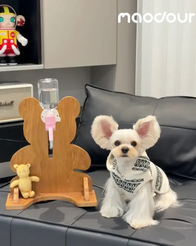 wooden pet feeder manufacturer - Bear Pet Water Bottle Stand, view 2