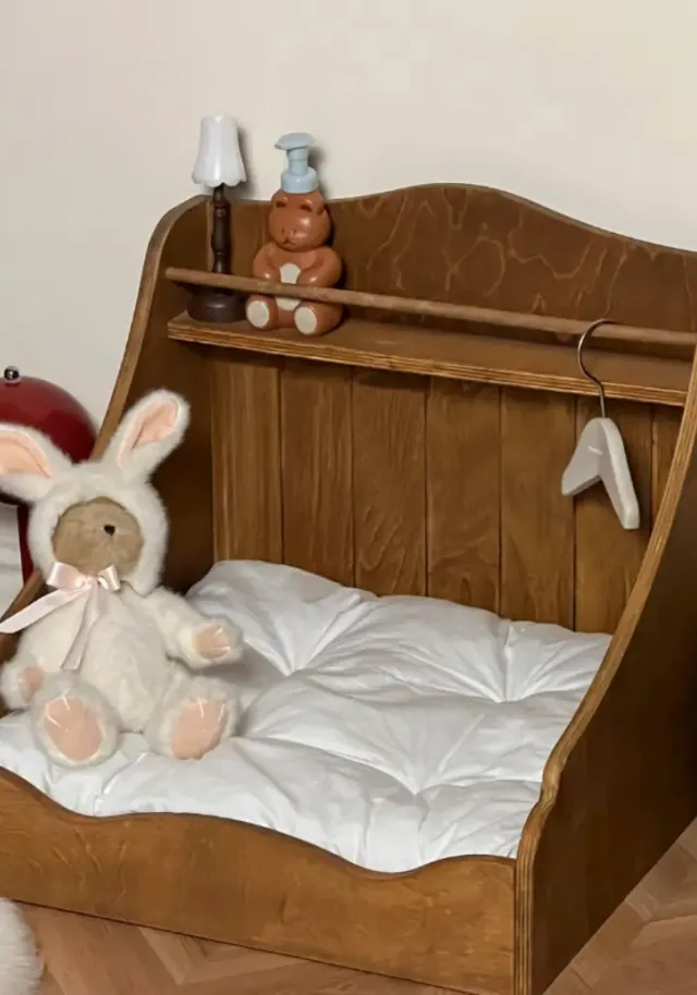 wooden pet bed manufacturer - Nordic Vintage Solid Wood Pet Bed, view 2
