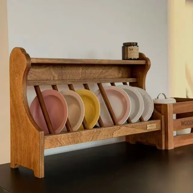 wooden pet storage manufacturer - Danish Pet Bowl Storage Rack, view 2
