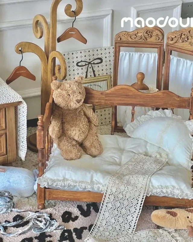 wooden pet bed manufacturer - Roman Manor Carved Wooden Pet Bed, view 2