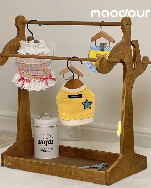 wooden pet wardrobe manufacturer - Danish Vintage Pet Clothes Hanger Rack, view 2