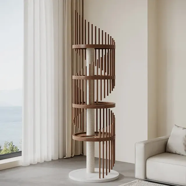 wooden cat tree manufacturer - Spiral Slatted Wooden Cat Tree, view 2