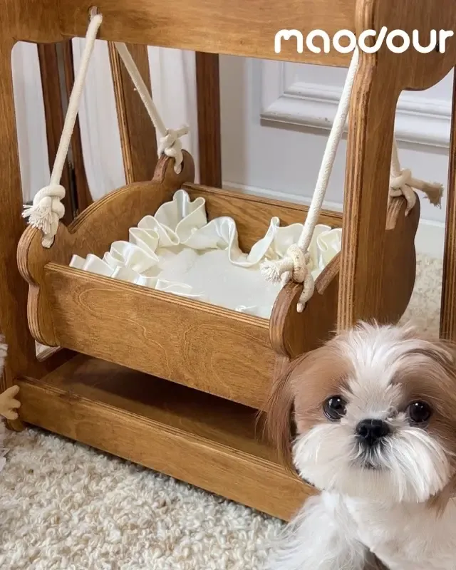 wooden pet furniture manufacturer - Bear Wooden Pet Swing Bed, view 2