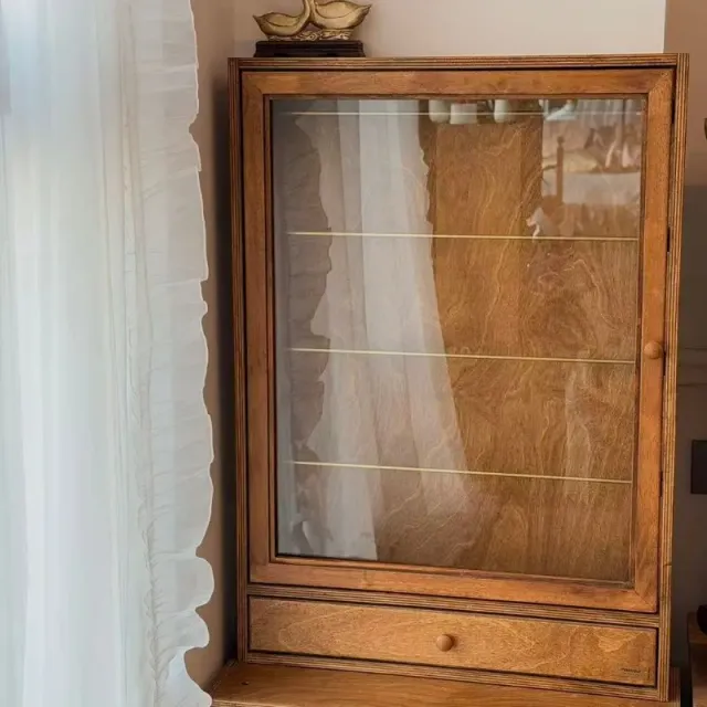 wooden pet wardrobe manufacturer - Slim Vintage Pet Display Wardrobe with Drawer, view 2