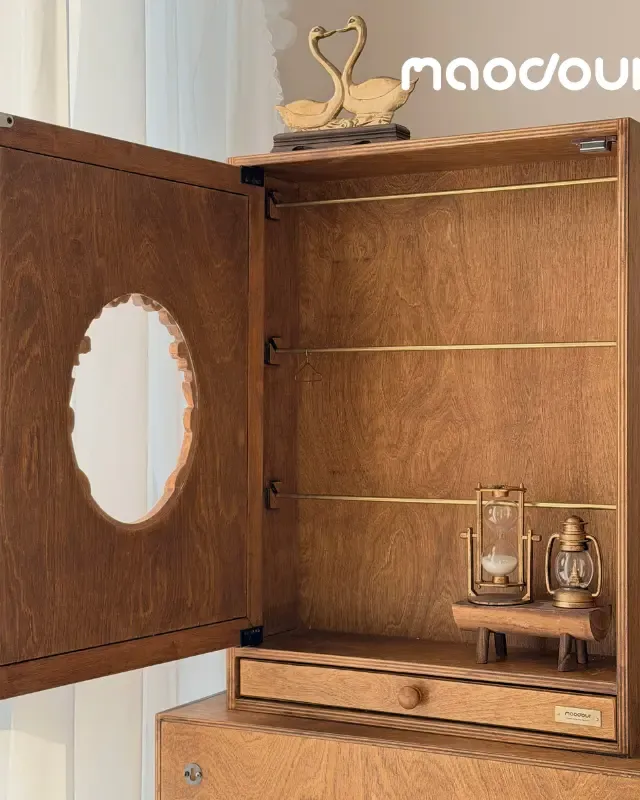 wooden pet wardrobe manufacturer - Vintage Bear Pet Wardrobe with Drawer, view 2