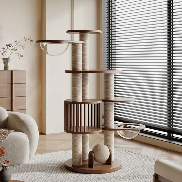 wooden cat tree manufacturer - Round Platform Wooden Cat Tree, view 2