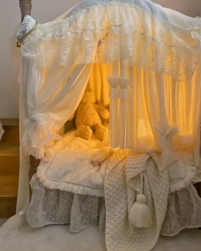 wooden pet bed manufacturer - Canopy Princess Vintage Pet Bed, view 3