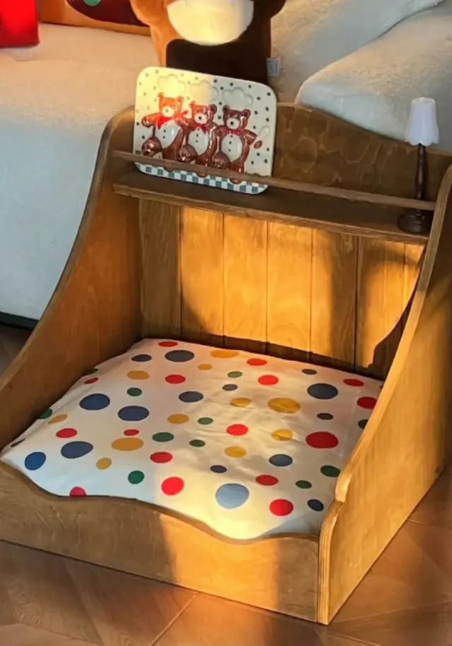 wooden pet bed manufacturer - Nordic Vintage Solid Wood Pet Bed, view 3