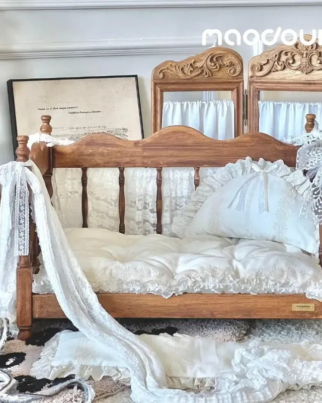 wooden pet bed manufacturer - Roman Manor Carved Wooden Pet Bed, view 3