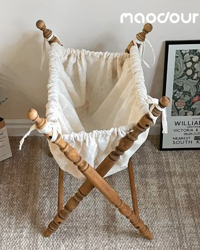 wooden pet storage manufacturer - Vintage French Fabric Pet Storage Hamper, view 3
