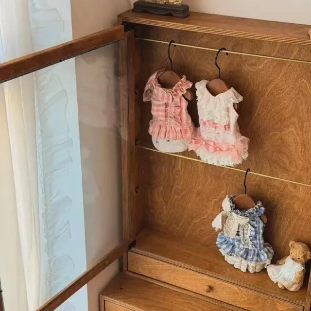 wooden pet wardrobe manufacturer - Slim Vintage Pet Display Wardrobe with Drawer, view 3