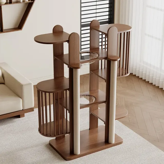 wooden cat tree manufacturer - Twin Hideaway Wooden Cat Tree, view 3