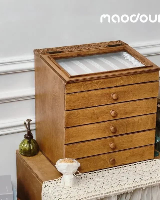 wooden pet furniture manufacturer - Vintage Pet Hair Clip & Jewelry Cabinet, view 4