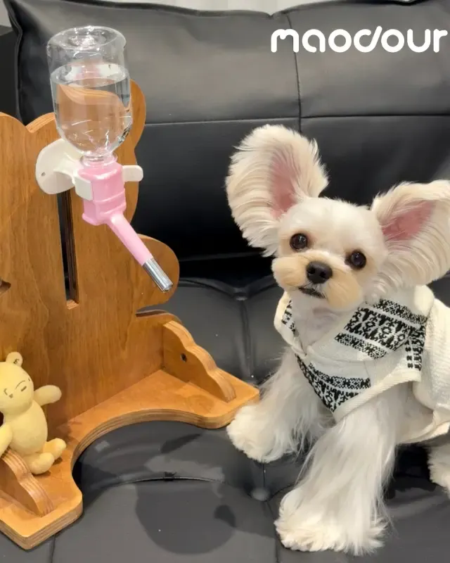 wooden pet feeder manufacturer - Bear Pet Water Bottle Stand, view 4