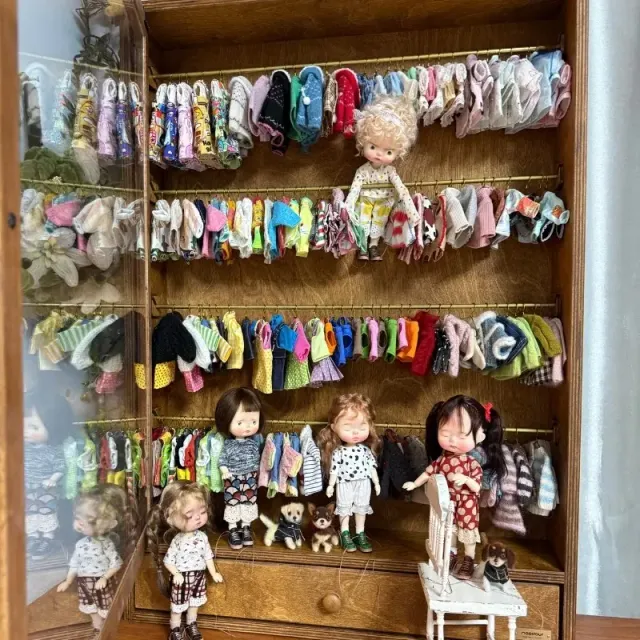 wooden pet wardrobe manufacturer - Slim Vintage Pet Display Wardrobe with Drawer, view 4