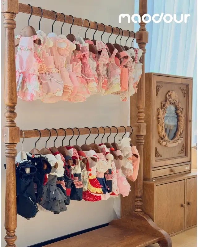 wooden pet wardrobe manufacturer - Vintage Carved Pet Clothes Hanger, view 4