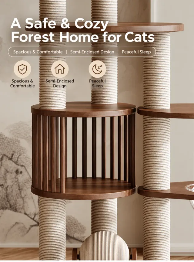wooden cat tree manufacturer - Round Platform Wooden Cat Tree, view 5