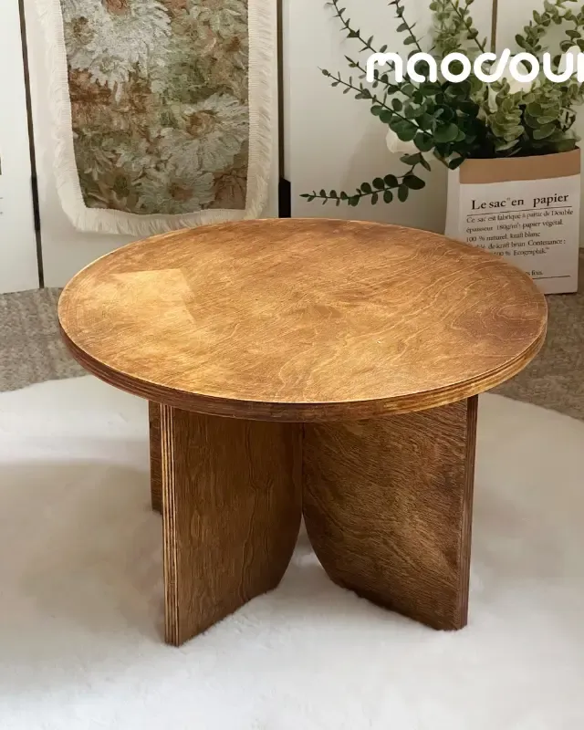wooden pet furniture manufacturer - Vintage Round Pet Side Table and Mini Chair Set, view 5