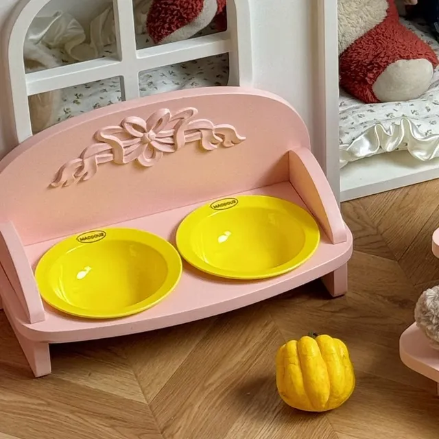 wooden pet feeder manufacturer - Vintage Carved Double-Bowl Pet Feeder, view 5