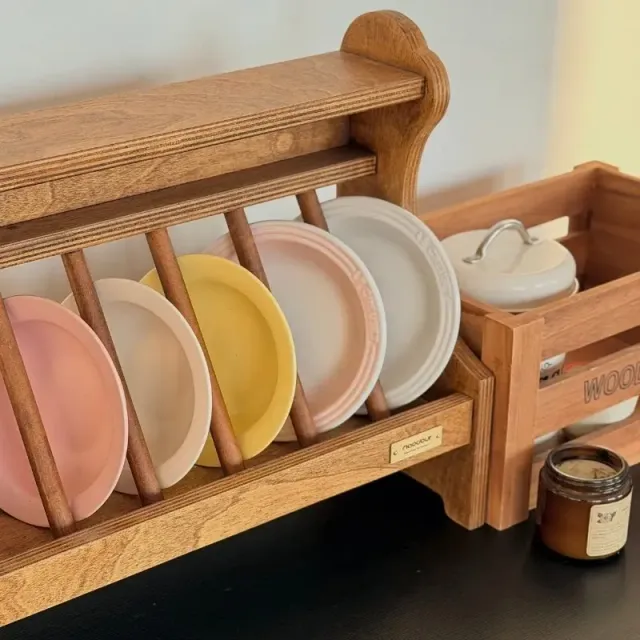 wooden pet storage manufacturer - Danish Pet Bowl Storage Rack, view 4