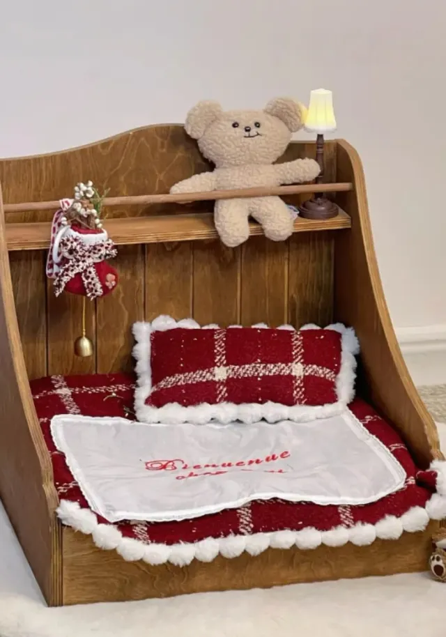 wooden pet bed manufacturer - Nordic Vintage Solid Wood Pet Bed, view 5