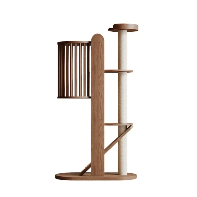 wooden cat tree manufacturer - Slatted Hideaway Wooden Cat Tree, view 5