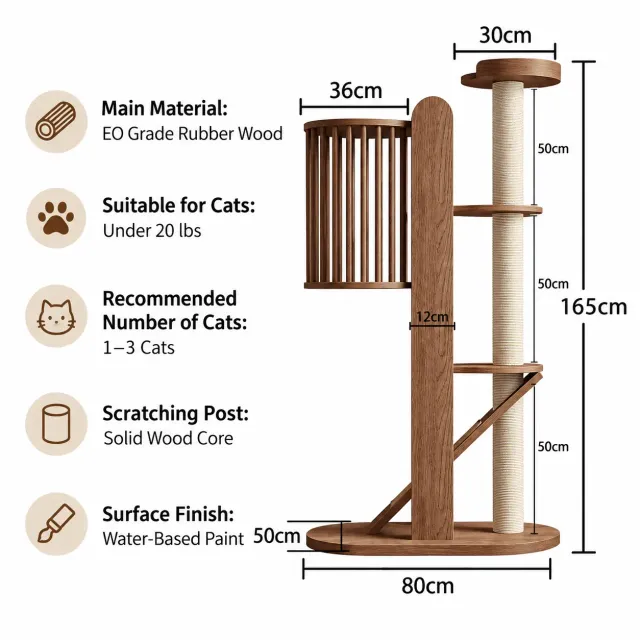 wooden cat tree manufacturer - Slatted Hideaway Wooden Cat Tree, view 6