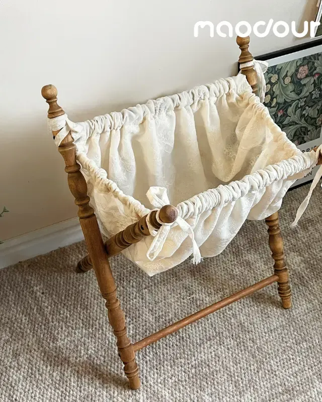 wooden pet storage manufacturer - Vintage French Fabric Pet Storage Hamper, view 6