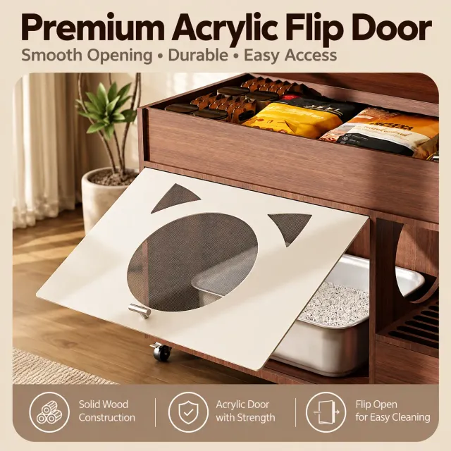 wooden litter box cabinet manufacturer - Wooden Litter Box Cabinet with Side Entry, view 7