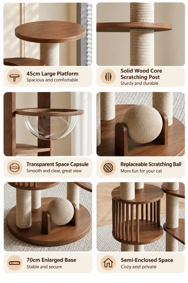 wooden cat tree manufacturer - Round Platform Wooden Cat Tree, view 7
