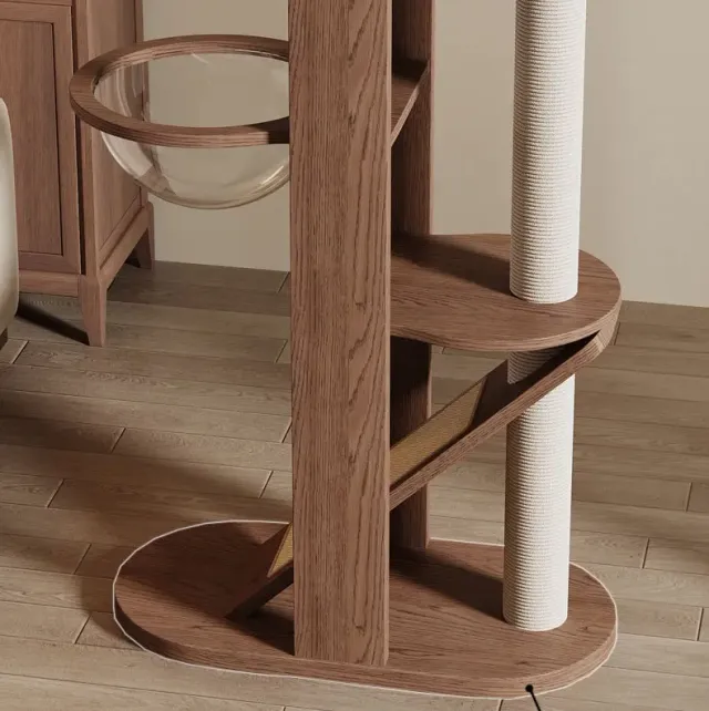 wooden cat tree manufacturer - Slim Wooden Cat Tree with Capsule Bed, view 8